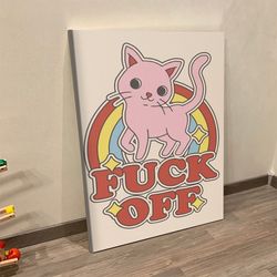 Cat Portrait Canvas, Fuck Off, Cats Canvas Print, Cat Canvas, Cat Wall Art Canvas Furlidays