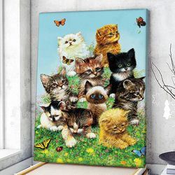 Cat Portrait Canvas, Kittens, Canvas Print, Cat Wall Art Canvas, Cats Canvas Print