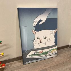 cat portrait canvas, woman yelling at cat meme, art print canvas print, canvas prints, cat wall art canvas