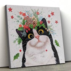 cat square canvas, winter cat, canvas print, cat painting posters, cat canvas