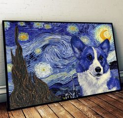 corgi poster & matte canvas, dog wall art prints, painting on canvas