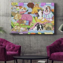 dog landscape canvas, sweet dreams, canvas print, dog painting posters, dog wall art canvas