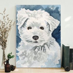 dog portrait canvas, bichon frise watercolor, canvas print, canvas with dogs on it, dog painting posters