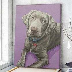 dog portrait canvas, sweet silver labrador painting, canvas print, dog wall art canvas, dog poster printing