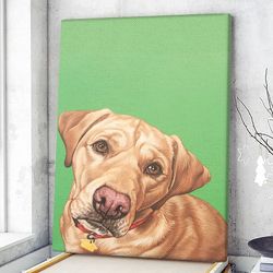 dog portrait canvas, sweet yellow labrador retriever painting, canvas print, dog wall art canvas, dog poster printing