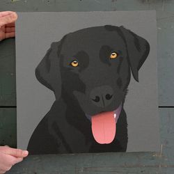 Dog Square Canvas, Cute Black Labrador, Canvas Print, Dog Canvas Print, Dog Wall Art Canvas
