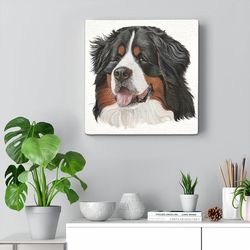 dog square canvas, hey good looking, bernese mountain, canvas print, canvas with dogs on it, dog wall art canvas