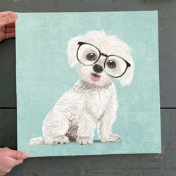 dog square canvas, mr maltese, canvas print, dog poster printing, dog painting posters