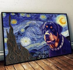 rottweiler poster & matte canvas, dog wall art prints, painting on canvas