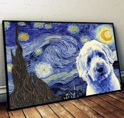 shepadoodle poster & matte canvas, dog wall art prints, painting on canvas