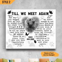 till we meet again dog canvas poster, personalized art on canvas, framed print butterfly shape