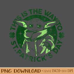 Star Wars St. Patrick's Day Grogu This Is The Way Circle Design PNG. Instant Download