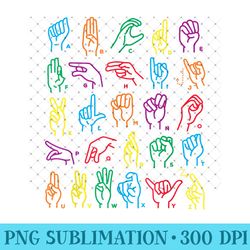 ABC Sign Language Chart Teacher Hand Letter Alphabet ASL - High Quality PNG Files - Vibrant and Eye-Catching Typography