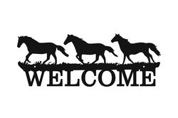 Running horses welcome sign Dxf Svg Files - Welcome Laser Cut Files - Horse Plasma Cut Files - Dxf files for plasma