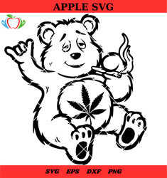 bear dirty finger symbols svg, cannabis bear svg, smoking bear svg