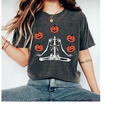 Pumpkin Halloween , Skeleton Meditation Halloween Shirt, Skeleton Pumpkin Shirt, Disney Spooky Season Shirt, Disneyland