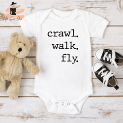 Crawl, Walk, Fly Baby Onesie Military Pilot Air Lines Baby Gift