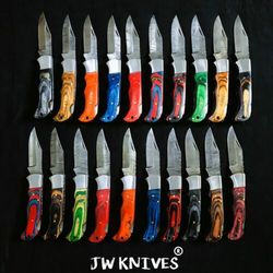LOT of 20 pcs Damascus Steel Hunting Folding knife, Pocket Knives