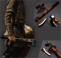 Custom Hand Forged carbon steel Original Ragnar Lothbrok Viking Axe Gift For him