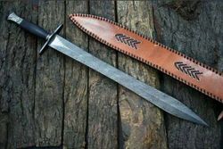 Whispers of Steel A Hand-Forged Damascus Gladiator Sword, Born of Fire 30 Handcrafted Damascus Gladiator Sword