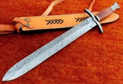 Unleash the Fury of the North: Hand-Forged Viking Sword, a Saga in Steel, Whispers of Valhalla: 28" Damascus Steel Vikin