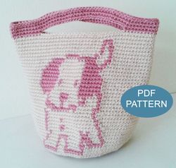 Crochet Dog Handbag PDF PATTERN, , bottom 11 cm., 16 cm.tall, 17 cm, wide,