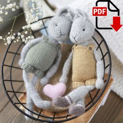 Knitting rabbit pattern. Amigurumi bunny