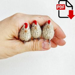Mini chiken Knitting pattern. English and Russian PDF.