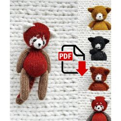 Animals buddies. Kitty, red panda and foxy Knitting pattern. English and Russian PDF.