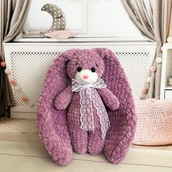 Stuffed bunny toy Cute bunny toy Teddy bunny Decorative toy dragon Gift for baby Newborn gift toy Handmade toy