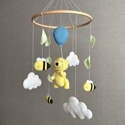 Winnie the pooh nursery, Baby mobil bear, Winnie the Pooh mobile for crib, Nursery decor, Baby mobile