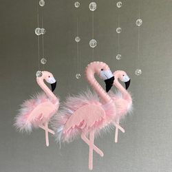 Baby mobile girl, Flamingo mobile, Pink flamingo nursery decor, Baby mobile, Mobile for nursery decor