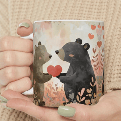 Valentines Mug, Bear coffee mug, Couples gift, Ceramic Mug 11oz