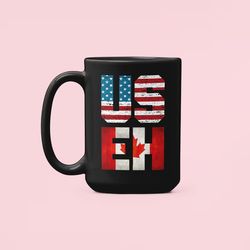 us eh canada america mug, canadian american flag mug, funny canada us coffee cup, funny gifts, labor day, dual citizen g