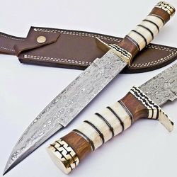Custom Handmade Damascus steel COLUMBIA Fixed Blade Bowie Knife Camping Hunting,