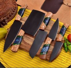 CUSTOM HANDMADE FORGED CARBON STEEL CHEF KNIFE KITCHEN KNIVES CHEF SET