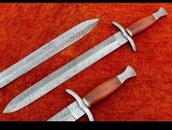 HISTORICAL Medieval VIKING SWORD 28" HANDMADE DAMASCUS STEEL W/ ROSE WOOD HANDLE.