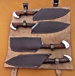 custom handforged damascus steel chef knives set bbq knife set gift for him/her