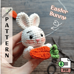 easter bunny with carrot amigurumi crochet pattern pdf (eng) cute flying bunny amigurumi pattern