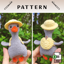 Crochet Goose with Apple Backpack Amigurumi Pattern PDF and mini video tutorials, Crochet Duck Tutorial For Beginners