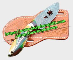 Custom Handmade Damascus Steel COWBOY Skinner knife cbs7
