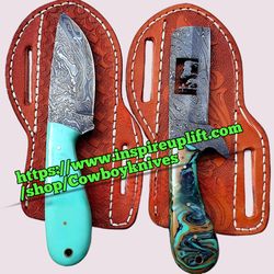 Custom Handmade Damascus Steel cowboy knives