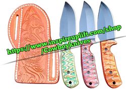 Custom Handmade Carbon Steel Skinner knife set 16