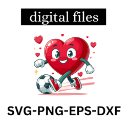 PNG ONLY Funny Heart Playing Soccer Valentines Day Png, Soccer Heart Png, Valentines Day Png, Digital Download