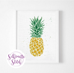 Pineapple watercolor Cross Stitch Pattern - Modern Cross Stitch Pattern - Counted Cross Stitch Pattern - Hand Embroidery