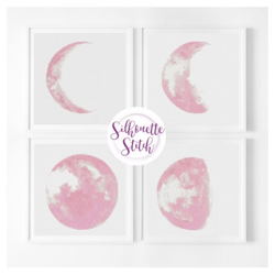 Moon phases watercolor Cross Stitch Pattern - Modern Cross Stitch Pattern - Counted Cross Stitch Pattern - Hand Embroide