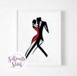 Dancing couple silhouette watercolor Cross Stitch Pattern- Modern Cross Stitch Pattern - Counted Cross Stitch Pattern -