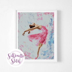 Ballerina pink watercolor Cross Stitch Pattern - Counted Cross Stitch Pattern - Hand Embroidery - Modern Pattern - Digit