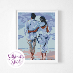 Romantic couple Cross Stitch Pattern- Modern Cross Stitch Pattern - Counted Cross Stitch Pattern - Hand Embroidery - Dig