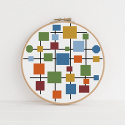 Mid Century Modern - Abstract cross stitch pattern - Easy cross stitch for beginners - Modern cross stitch pattern - Ins